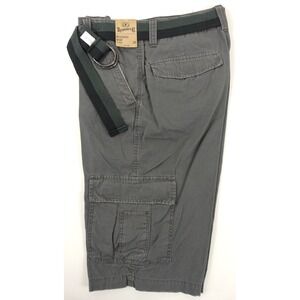 Roebuck Co Messenger Cargo Shorts Men 32 Belted Lightly Distressed Gray